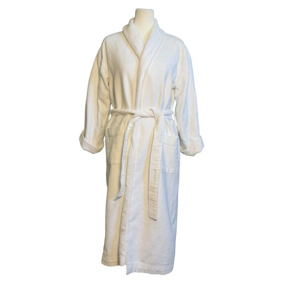 Pottery Barn Waffle Weave Robe Women Small Resort‎ Spa White Terry Thick Cozy - Picture 1 of 13